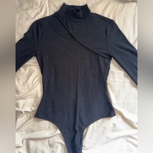 SO Black Ribbed Bodysuit